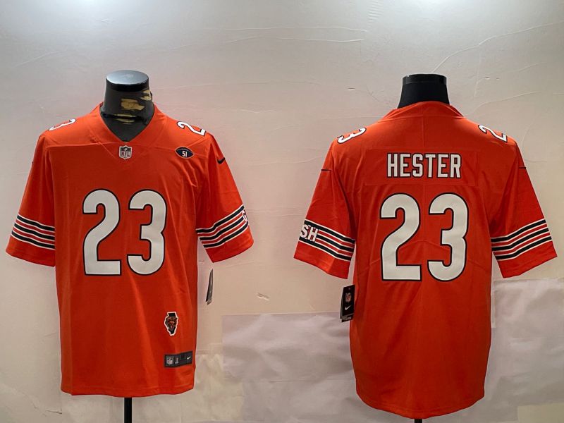 Men Chicago Bears #23 Hester Orange 2024 Nike Limited NFL Jersey style 1